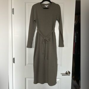 Topshop Olive Long Sleeve Dress